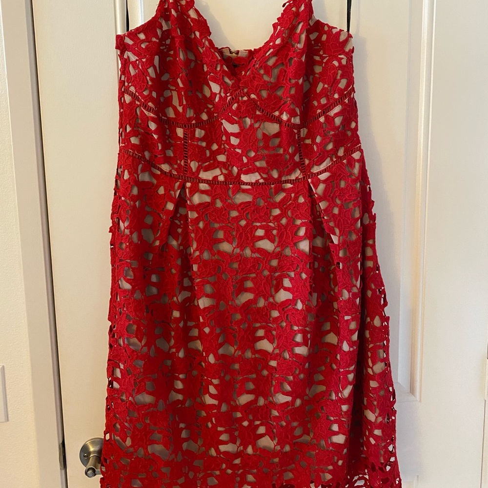 NWT Beautiful Red Lace Overlay Dress